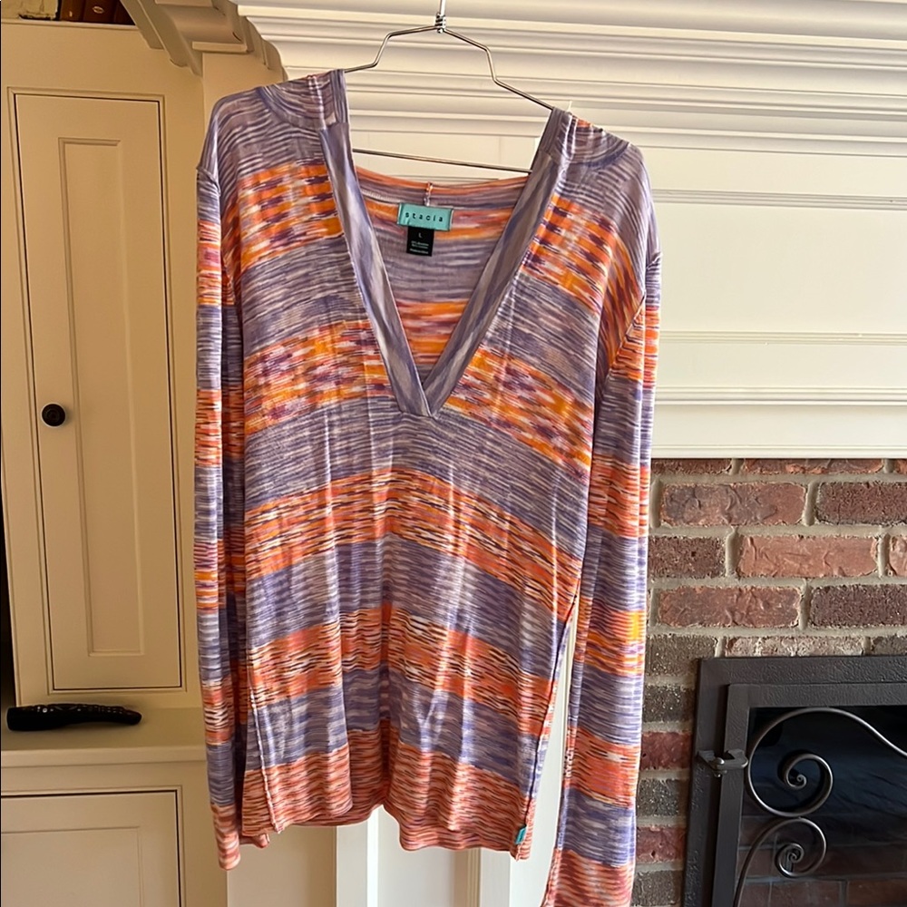 Striped V-Neck Sweatshirt